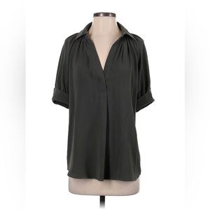 Max Studio Grey Short Sleeve Collared Blouse | Size S